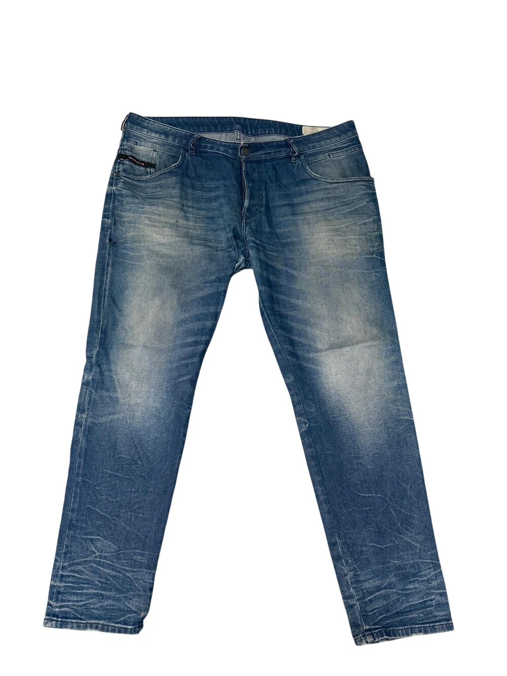 Diesel D-Bazer Jeans Mens 40x30 Blue Tapered Stretch Denim Medium Wash Faded